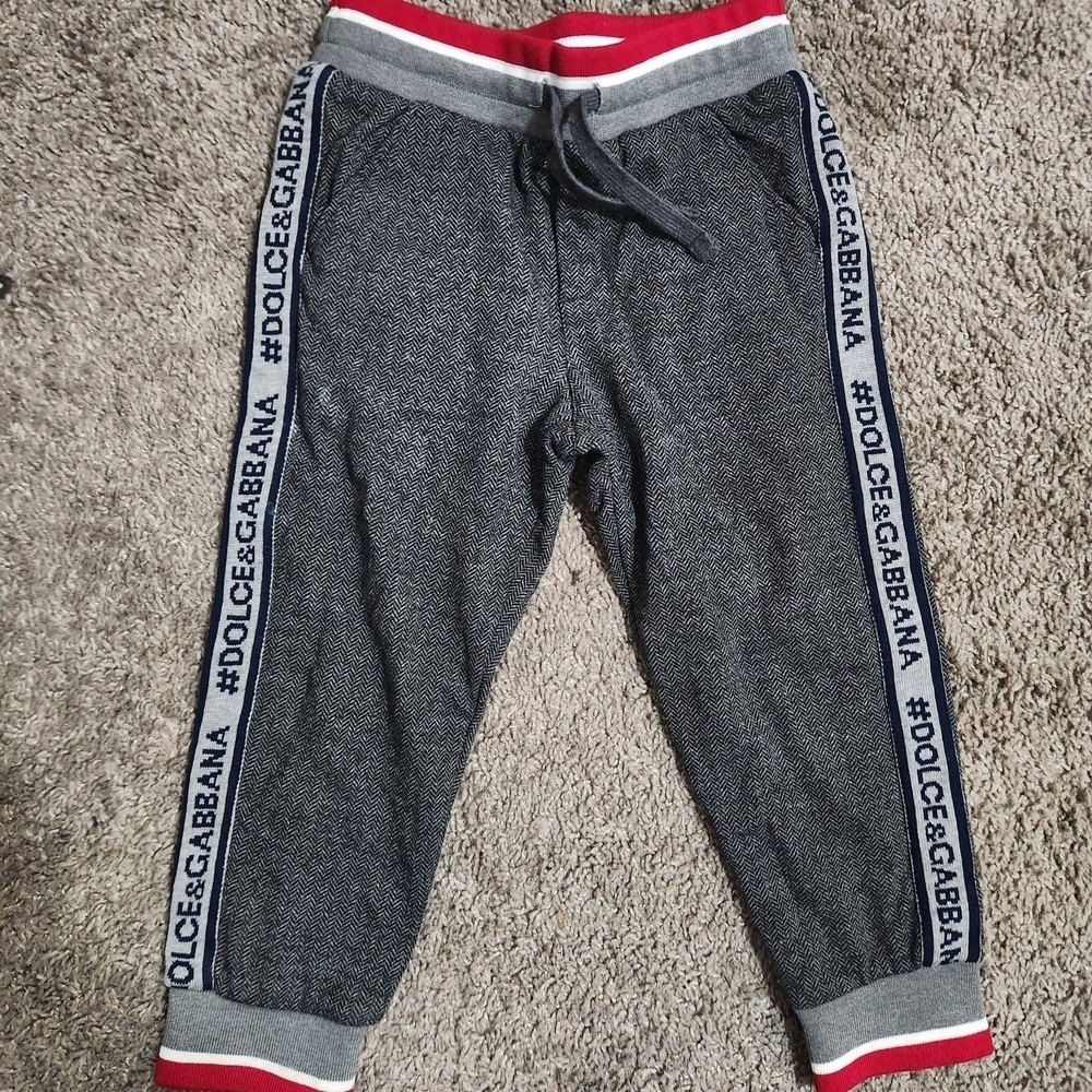 Dolce & Gabbana Kids Gray Joggers with Red Accents